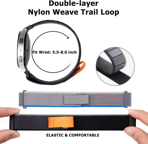 Miniatura 5 de Paquete de 4 correas de nailon tejidas Alpine Loop compatibles con Samsung Galaxy Watch 7, 6, 5, 4, 1.732 in, 1.575 in, Watch 5 Pro de 1.772