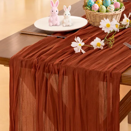 Miniatura 62 de Socomi - 10 caminos de mesa de gasa, estilo bohemio y rústico, para primavera, Pascua, bodas, fiestas, baby showers, cumpleaños y decoración, 120