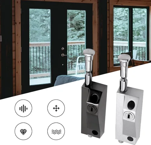 Miniatura 5 de MY MIRONEY Cerradura de puerta corredera negra para puertas de patio de vidrio de ventana Cerradura de seguridad auxiliar