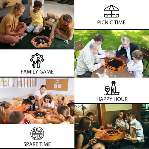 Miniatura 6 de TooyBing - Juego mejorado de dados Shut The Box, juego de mesa de madera para la familia de 1 a 6 jugadores para niños y adultos con 16 dados, juego