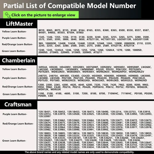 Miniatura 4 de 2 llaveros universales para abrir puertas de garaje, 4 botones, programable, compatible con abridor Liftmaster Chamberlain Craftsman con botón