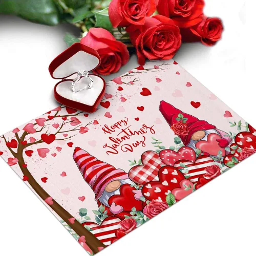 Miniatura 30 de Juego de 4 manteles individuales con diseño floral de conejo de Pascua, manteles individuales lavables para cocina, mesa de comedor, manteles