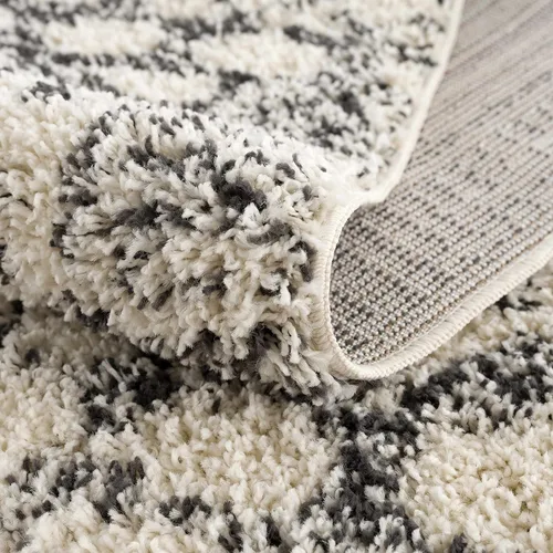 Miniatura 86 de Hauteloom, Duncans - Alfombra de estilo granja de pelo mullido para sala y dormitorio, con borlas - Beige, carbón, gris - 2 pies 7 pulgadas x 7 pies