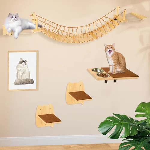 Miniatura 8 de Estantes de Pared para Gatos Calmbee - Árbol Colgante de 178 cm con Nido y Repisa en Forma de Nube Natural