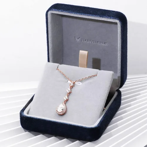 Miniatura 18 de TIANYU GEMS Collar con colgante de moissanita amarilla de 2 quilates para mujer, plata de ley chapada en oro amarillo de 18 quilates, pera amarilla