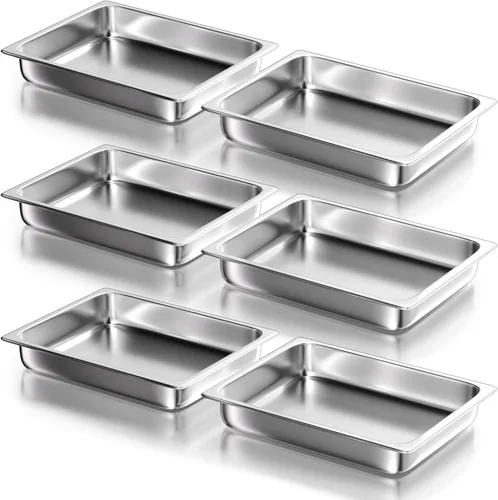Miniatura 11 de WantJoin Sartenes de mesa de vapor para hotel, tamaño medio de 2.5 pulgadas de profundidad, paquete de 6, juego de bandejas de metal de acero