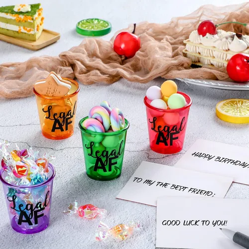 Miniatura 4 de Yinkin Paquete de 12 decoraciones de collar de vidrio de chupito para fiesta de 21 cumpleaños, suministros de fiesta de 21 cumpleaños, collar