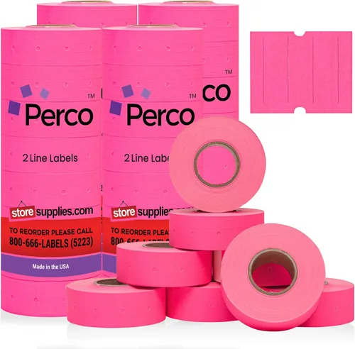 Miniatura 34 de Perco Etiquetas azules de 2 líneas, 6,000 etiquetas de precio en blanco y fecha para pistolas Perco de 2 líneas de precio y fecha, 8 rollos, 1