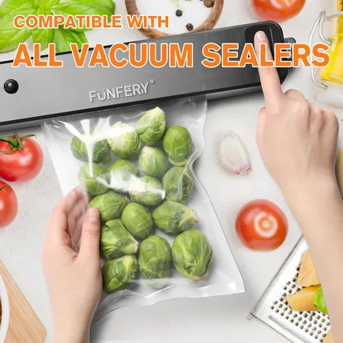 Miniatura 5 de FUNFERY Bolsas selladoras al vacío precortadas para alimentos, 200 cuartos de galón de 8 x 12 pulgadas, almacenamiento de alimentos a largo plazo