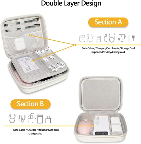 Miniatura 2 de Funda de viaje organizadora electrónica de cable duro, bolsa de tecnología de cable, funda rígida para cargador portátil, banco de energía, mouse