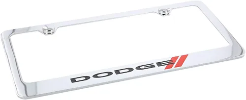 Miniatura 3 de Dodge Marco de matrícula con logotipo (2 agujeros/latón, cromo/ancho)