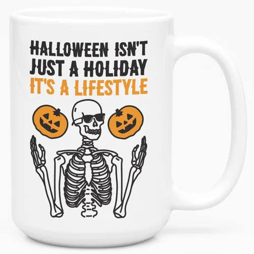 Miniatura 110 de LookHUMAN Taza de Café de Halloween – Halloween Is Meowgical Tazas, Taza de Café Espeluznante Idea de Regalos de Taza, 15 Onzas 10-Blanco