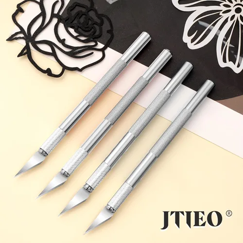 Miniatura 2 de JTIEO Exacto Hobby - Cuchillo para manualidades, paquete de 74 con 4 cuchillos afilados mejorados y 70 cuchillas de repuesto para arte, álbumes