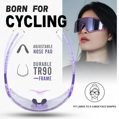 Miniatura 2 de Photochromic Cycling Glasses for Men Women, UV400 Sports Sunglasses for MTB, Riding, Running, Fishing, Baseball A3 morado