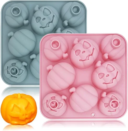 Moldes de silicona de calabaza 3D, paquete de 2 moldes de calabaza de Halloween para velas de aromaterapia, pudín de chocolate, postre de gelatina,