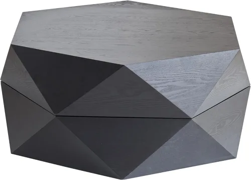 Miniatura 9 de Mesa de centro de almacenamiento de 36.61 pulgadas, moderna mesa de centro de madera rústica con chapa de madera maciza, mesa de té grande y única