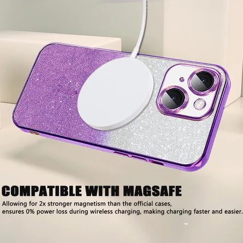 Miniatura 365 de Misscase Funda magnética con purpurina para iPhone 11 compatible con MagSafe, protección completa, delgada, a prueba de golpes, antiarañazos