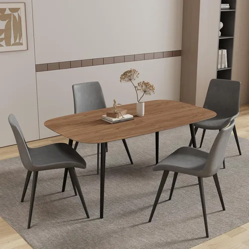 Miniatura 24 de HIPIHOM Mesa de comedor moderna de granja de 47.2 pulgadas, mesa de comedor rectangular de madera con patas de metal para 4 personas para comedor