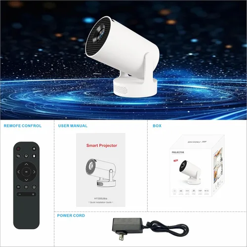 Miniatura 9 de Mini proyector inteligente WiFi 6 Bluetooth 5.4 5W altavoz base de sonido, rotación de 180°, 720P Android 11.0 170 lúmenes ANSI pantalla de 110