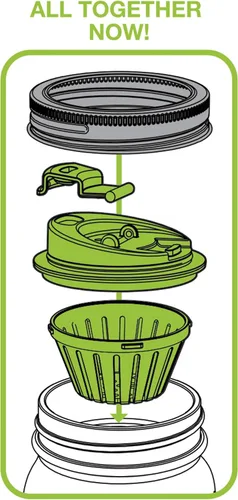 Miniatura 6 de Jarware Tapa de infusión de frutas para frascos Mason de boca regular, color verde (paquete de 2)