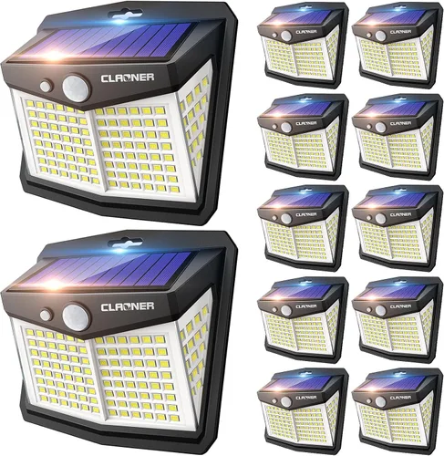 Miniatura 7 de CLAONER - Luces solares para exteriores, [128 LED/8 paquetes], luces solares con sensor de movimiento, 3 modos de trabajo, luces de pared con ángulo