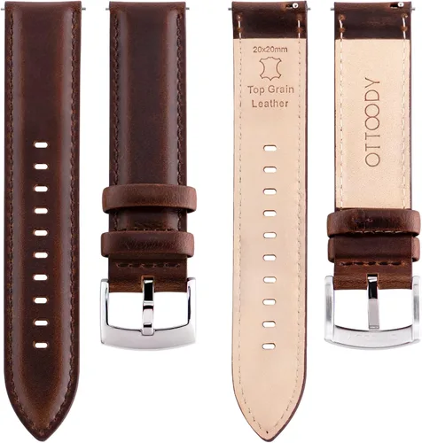 Miniatura 3 de OTTOODY Correas de cuero para reloj de 0709in 0787in 0827in 0866in correa de reloj de cuero de grano superior para hombres y mujeres elegantes