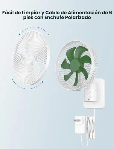 Miniatura 8 de Ventilador oscilante silencioso de pared de 8.5 pulgadas con control remoto y temporizador, 4 velocidades ajustables para baños pequeños, Marco