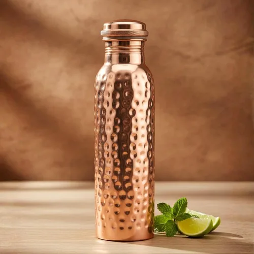 Miniatura 2 de Botella de agua de cobre puro de 34 onzas, recipiente ayurvédico auténtico para apoyo inmunológico y bienestar, ecológica, sin BPA, 100% cobre