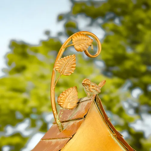 Miniatura 3 de Estacas de jardín de casa de pájaros de diseño de lujo de color cobre (forma de bellota curva)