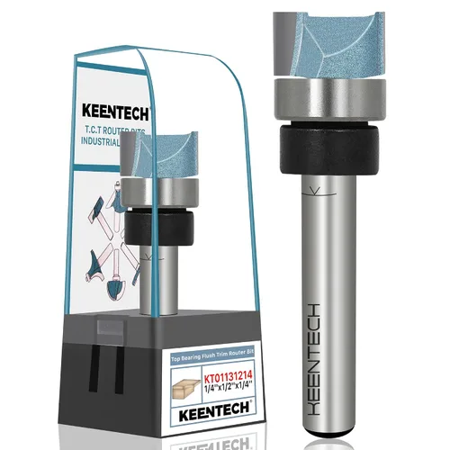 Miniatura 19 de KEENTECH Brocas de enrutador de 1/2 pulgada, broca de enrutador de ajuste empotrado, broca de patrón con punta de carburo de rodamiento superior