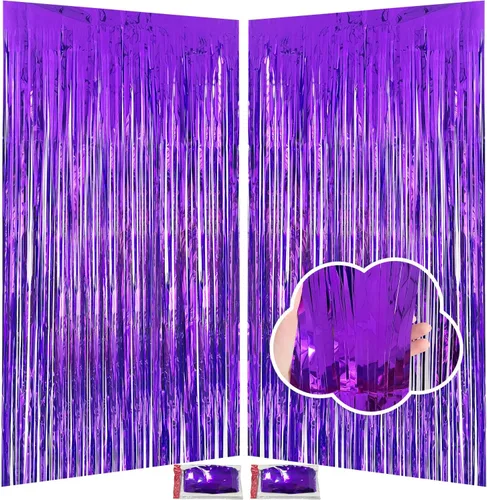 Miniatura 12 de Cortinas de flecos de papel de aluminio de oropel negro de 3.3 x 8.2 pies, telón de fondo de flecos negros para decoración de fiestas