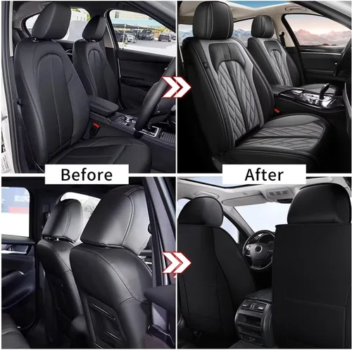 Miniatura 6 de TTX LIGHTING Fundas para Asientos de Coche Juego Completo Compatible con Nissan Frontier 2007-2024 2025 Protector de Asiento de Cuero Impermeable