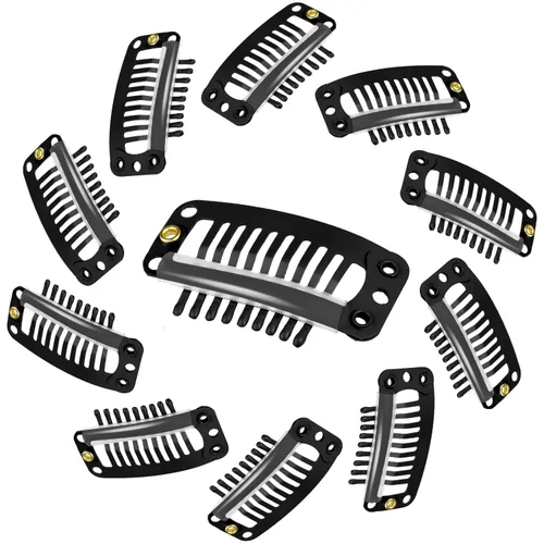 Miniatura 6 de WILLBOND 30 pinzas de extensión de cabello de 1.260 in y 9 dientes, pinzas de presión, peine pequeño, accesorios de peluca para mujer, bricolaje