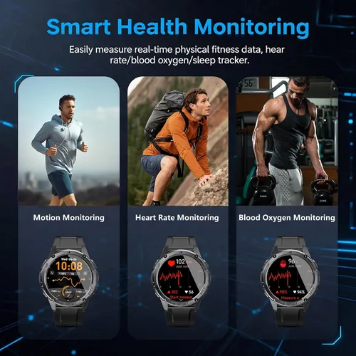 Miniatura 6 de Relojes inteligentes militares con GPS para hombre, grado militar, posicionamiento de 6 satélites, batería de 30 días de 800 mAh, resistente al agua