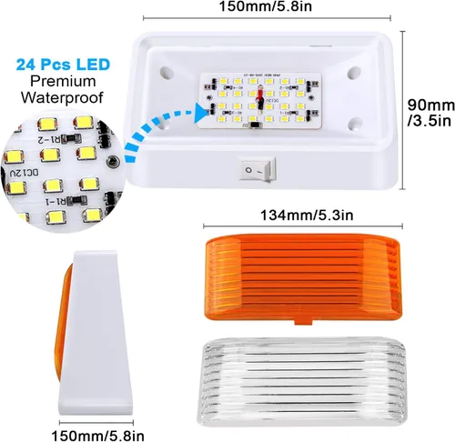 Miniatura 6 de BlueFire Luz LED superbrillante para porche de caravana, luces exteriores para porche, luz de repuesto de 12 V con interruptor de encendido/apagado