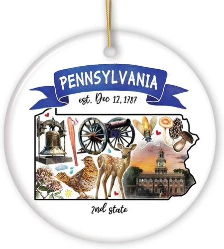 Miniatura 28 de Recuerdos coleccionables de cerámica de EE. UU. - Adornos navideños artísticos con temas y monumentos estatales de Tennessee