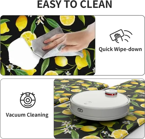 Miniatura 5 de Lemon Tapetes de Cocina para Piso - Tapetes Antifatiga para Piso de Cocina, Acolchados Antideslizantes Lavables de Espuma Viscoelástica