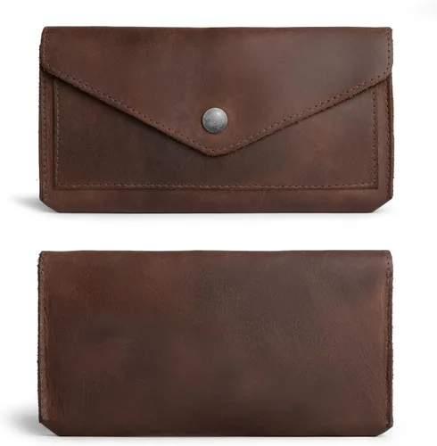 Miniatura 2 de Hide & Drink, Cartera grande de cuero para mujer, organizador de dinero, billetes planos, bolsa, estuche, elegante, hecho a mano, Bourbon Marrón