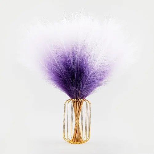 Miniatura 18 de Decoración de hierba de pampa naranja otoñal, 30 piezas de 17 pulgadas de hierba de pampa sintética, arreglo floral de hierba de pompas y relleno