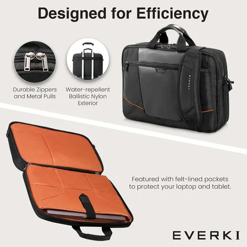 Miniatura 4 de Everki Flight Business - Maletín para laptop de 15.6 o 16 pulgadas, ideal para viajes, hombres o mujeres, organizado, negro (EKB419)