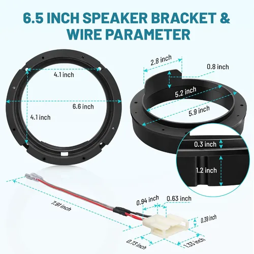 Miniatura 4 de NuIth Soporte de adaptador de altavoz de puerta 6.5 con conector de arnés de cableado de altavoz para VW Volkswagen Passat 1998-2016, Golf