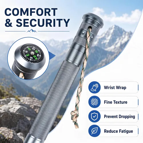 Miniatura 4 de aiGear H2 Survive Tactical Walking Stick Multi Tool – 7-in-1 Survival Hiking Staff, Adjustable Trekking Poles for Men, Outdoor Self Defense Stick