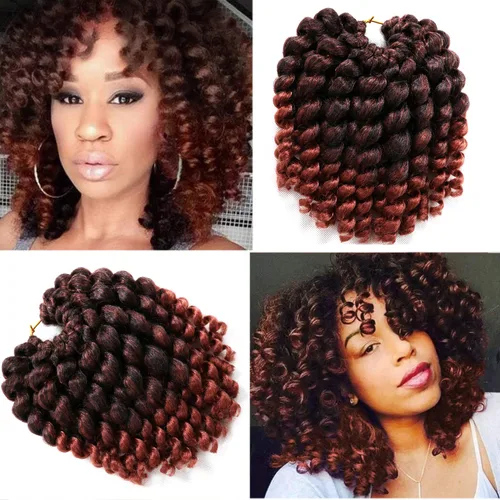 Miniatura 21 de Cabello de ganchillo Jamaicano Bounce, paquete de 4 paquetes de 6 pulgadas, varita de pelo rizado de ganchillo para mujeres negras