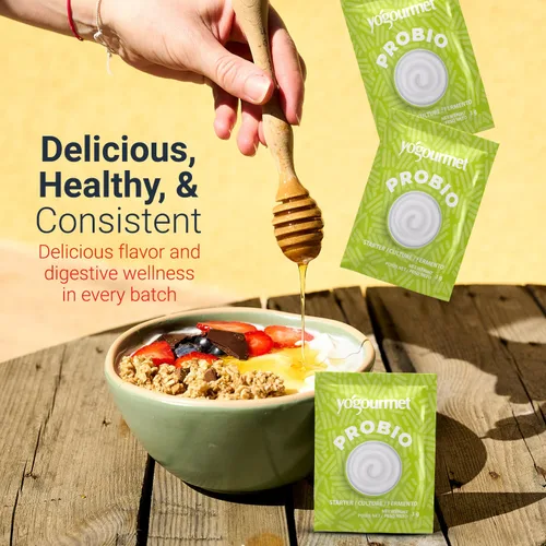 Miniatura 5 de Yogourmet Iniciador de yogur con probióticos (6 sobres = 6 cuartos de galón de yogur) - Haz yogur en casa - Cultivo básico - Todo natural, sin