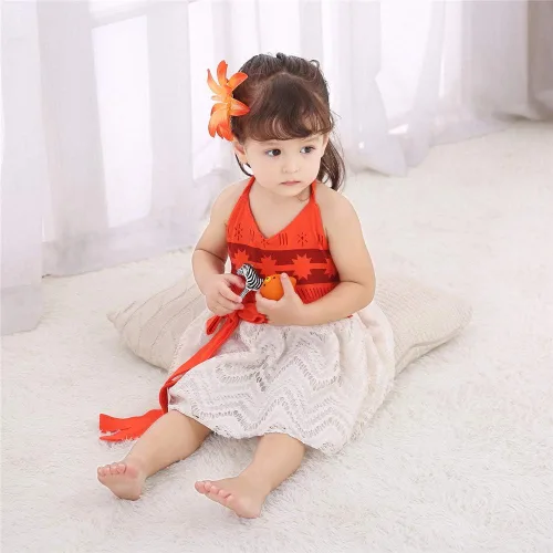 Miniatura 6 de Traje de baño para niñas pequeñas, con encaje halter, espalda descubierta, vestido de tul
