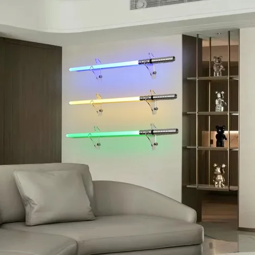 Miniatura 3 de WANLIAN Estante para sables de luz, estante para sables de luz montado en la pared, adecuado para espadas, 1 par de sables de luz (transparente)