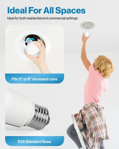 Miniatura 4 de Sunco - Paquete de 6 bombillas LED BR30, alto rendimiento de 1200 lúmenes, focos para interiores, 11W equivalente a 65W, 3000K cálidas, base E26