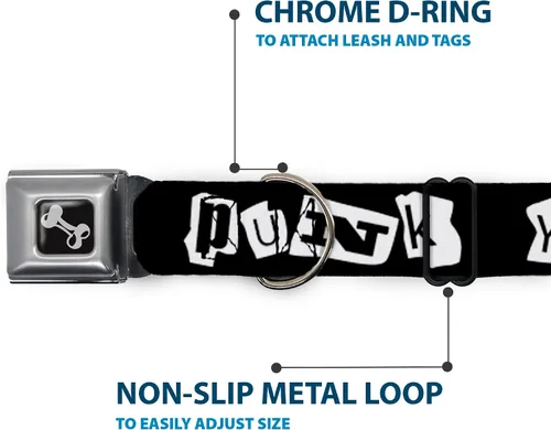 Miniatura 4 de Collar de perro hebilla de cinturón de seguridad punk you negro blanco 9 a 15 pulgadas 1.0 pulgadas ancho