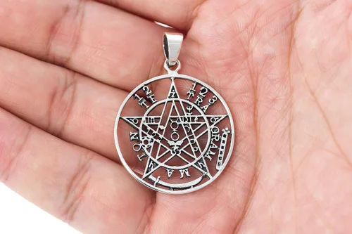 Miniatura 2 de Colgante de plata de ley 925, diseño de tetragrammatón con sello mágico de solomón