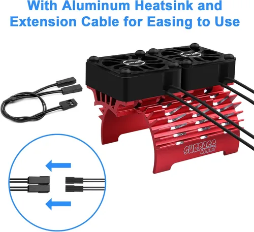 Miniatura 4 de Ventiladores de refrigeración para motor de automóvil a control remoto, superan el ventilador de motor RC de 1.181 in con disipador de calor